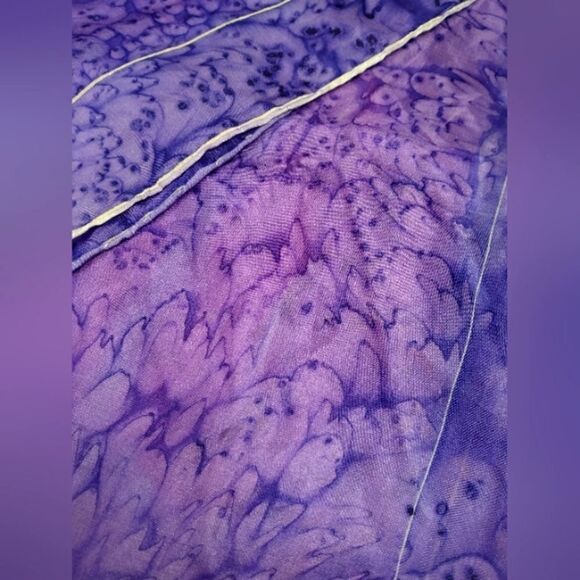 Vintage  💯 Silk Scarf Rolled Hem Tie Dye - Picture 7 of 14
